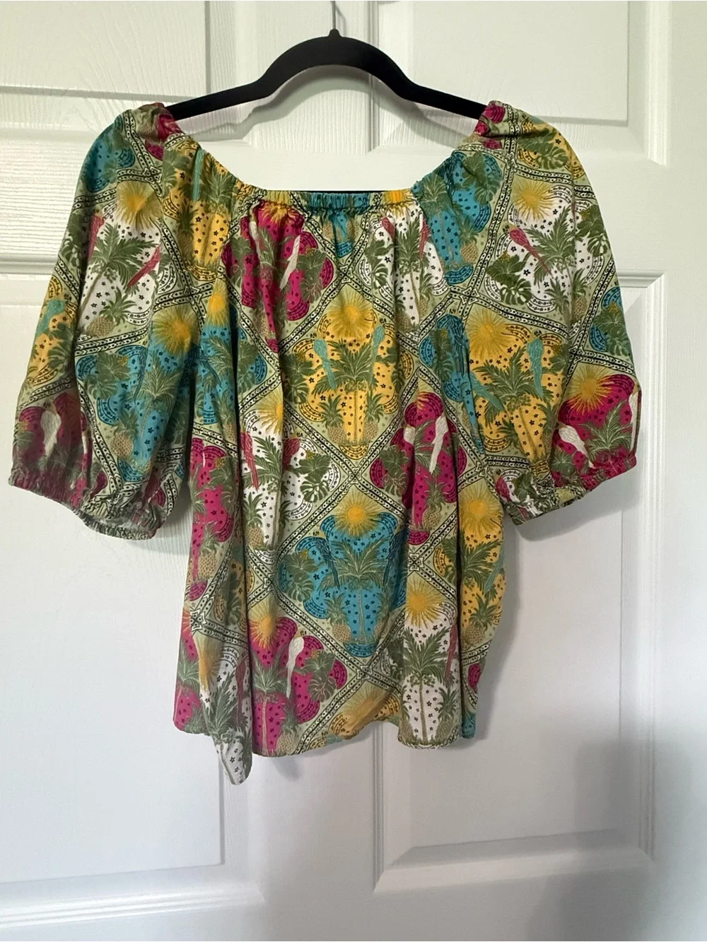 LOFT Multi-Color Floral Square-Neck Blouse